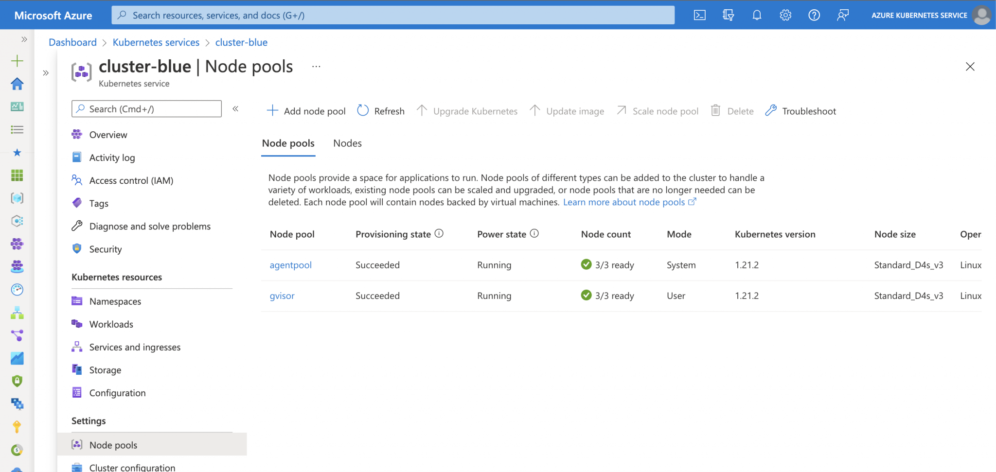 Running gVisor on Azure Kubernetes Service for sandboxing containers