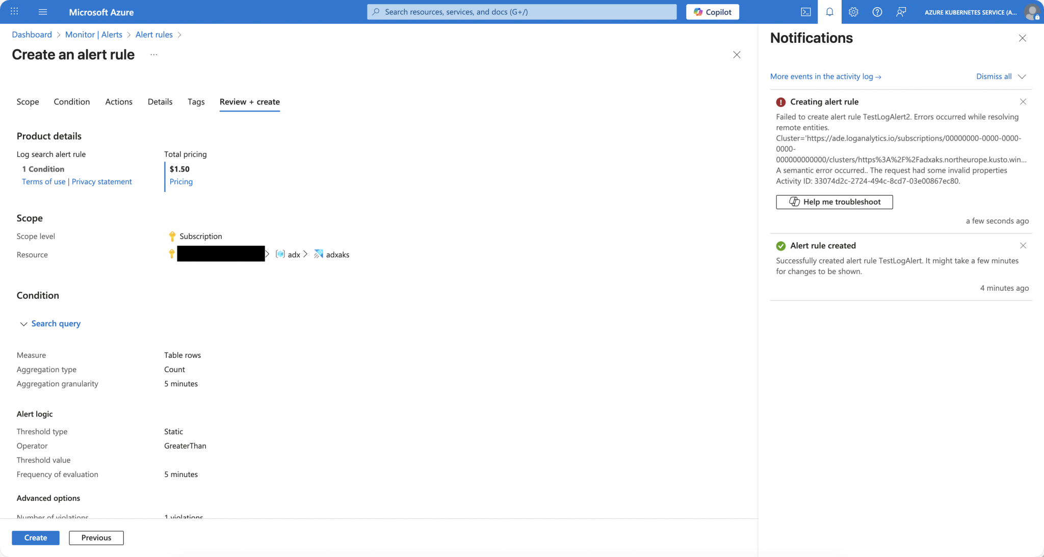 Log Alert Use Azure Log Alerts with Azure Data Explorer – Daniel's Tech Blog