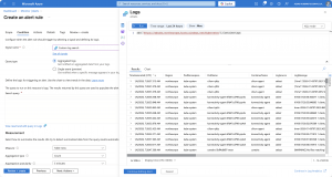 Azure portal - Log alert creation: Query editor TimeGenerated column