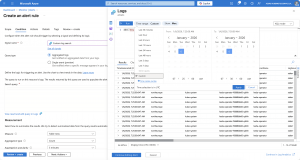 Azure portal - Log alert creation: Query editor TimeGenerated column