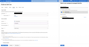 Azure portal - Log alert creation: user-assigned managed identity